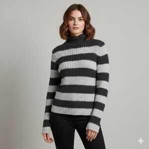 Iris Setlakwe Gray Striped Baby Alpaca Wool Sweater - Medium 🇨🇦